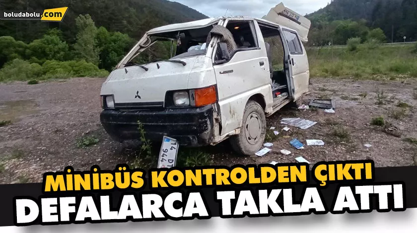 MİNİBÜS KONTROLDEN ÇIKTI, DEFALARCA TAKLA ATTI: 2 YARALI MİNİBÜS KONTROLDEN ÇIKTI, DEFALARCA TAKLA ATTI: 2 YARALI