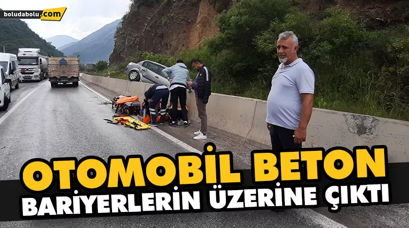 OTOMOBİL BETON BARİYERLERİN ÜZERİNE ÇIKTI: 1 YARALI OTOMOBİL BETON BARİYERLERİN ÜZERİNE ÇIKTI: 1 YARALI