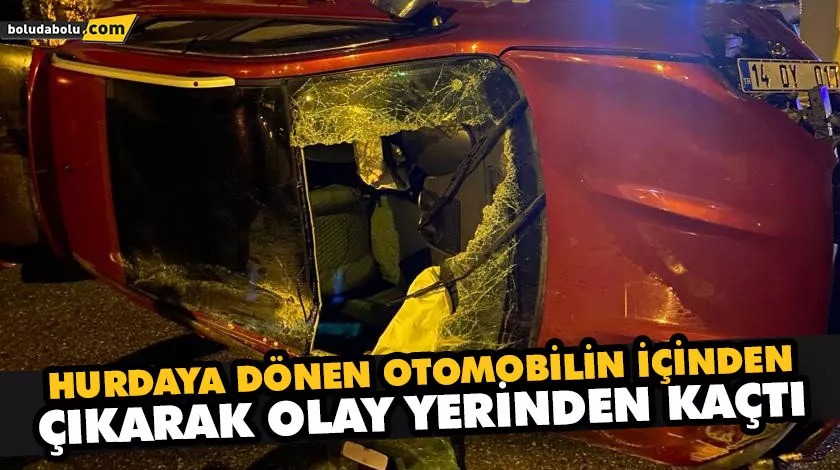 HURDAYA DÖNEN OTOMOBİLİN İÇİNDEN ÇIKARAK OLAY YERİNDEN KAÇTI HURDAYA DÖNEN OTOMOBİLİN İÇİNDEN ÇIKARAK OLAY YERİNDEN KAÇTI
