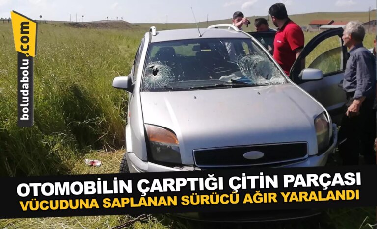 Bolu’da otomobilin çarptığı çitin parçası vücuduna saplanan sürücü ağır yaralandı