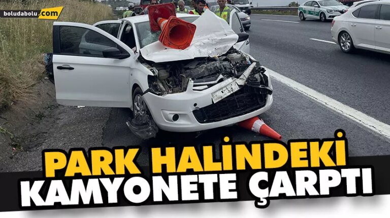 PARK HALİNDEKİ KAMYONETE ÇARPTI
