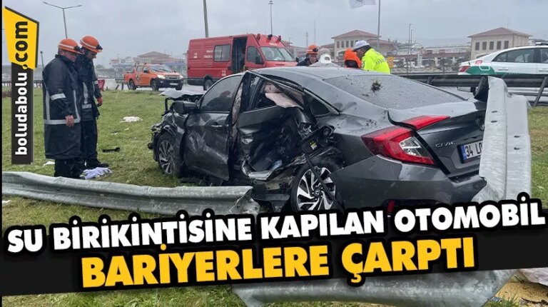 Bolu’da otomobil bariyerlere çarptı, 3 kişi yaralandı