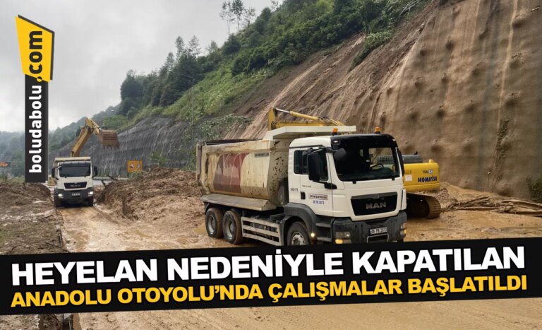 Heyelan nedeniyle kapatılan Anadolu Otoyolu’nda çalışmalar başlatıldı