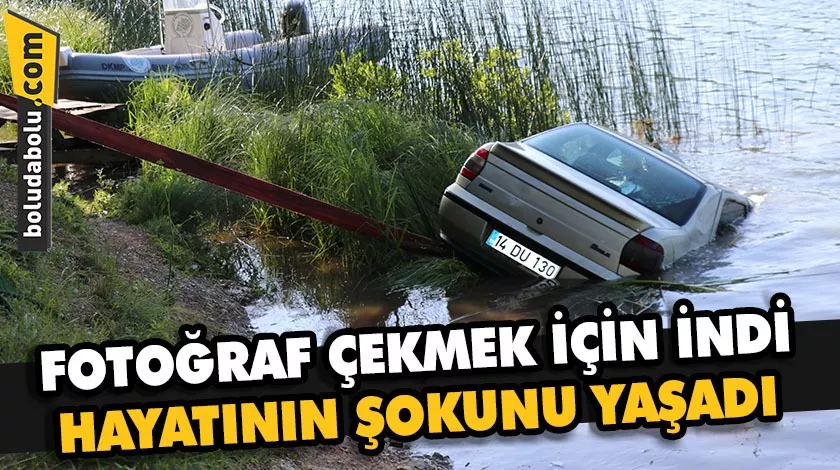 Abant’ta sürücünün el frenini çekmeyi unuttuğu otomobil göle düştü Abant’ta sürücünün el frenini çekmeyi unuttuğu otomobil göle düştü