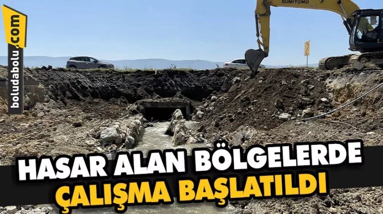 Su taşkınlarında hasara uğrayan D-100 kara yolu Bolu kesiminde çalışma başlatıldı