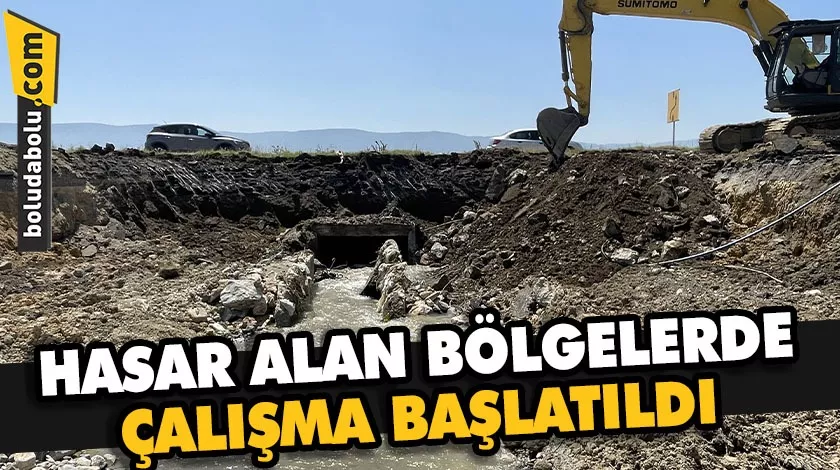 Su taşkınlarında hasara uğrayan D-100 kara yolu Bolu kesiminde çalışma başlatıldı