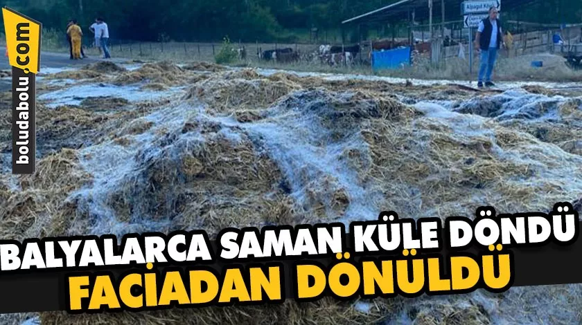 Bolu’da saman balyaları yüklü traktörde çıkan yangın söndürüldü Bolu’da saman balyaları yüklü traktörde çıkan yangın söndürüldü