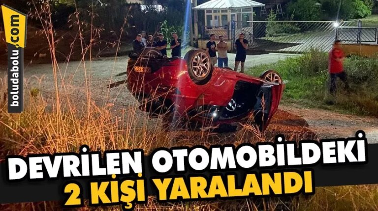 Düzce’de devrilen otomobildeki 2 kişi yaralandı