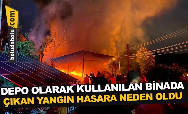 Düzce’de depo olarak kullanılan binada çıkan yangın hasara neden oldu