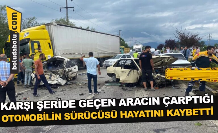 Düzce’de karşı şeride geçen aracın çarptığı otomobilin sürücüsü öldü