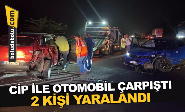 Anadolu Otoyolu’nda cip ile otomobil çarpıştı, 2 kişi yaralandı