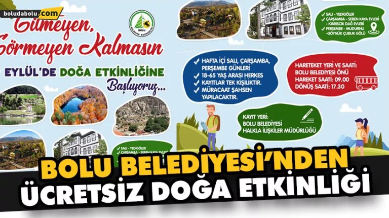 Bolu Belediyesi’nden ücretsiz Doğa etkinliği