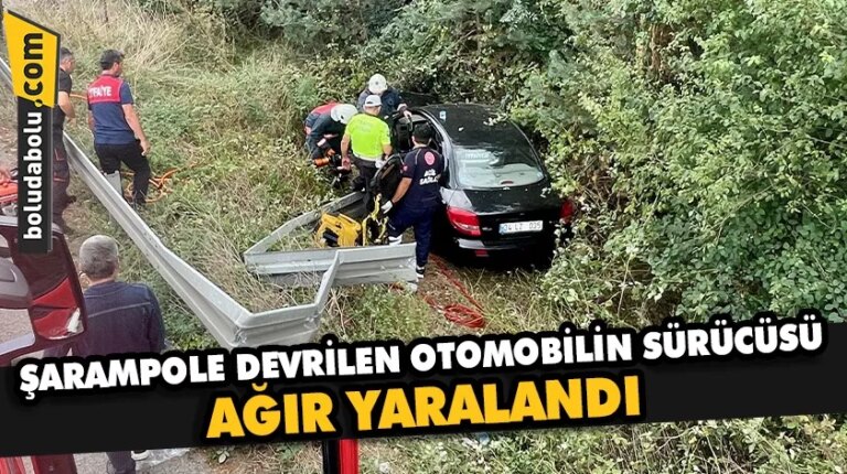 Anadolu Otoyolu’nda şarampole devrilen otomobilin sürücüsü ağır yaralandı