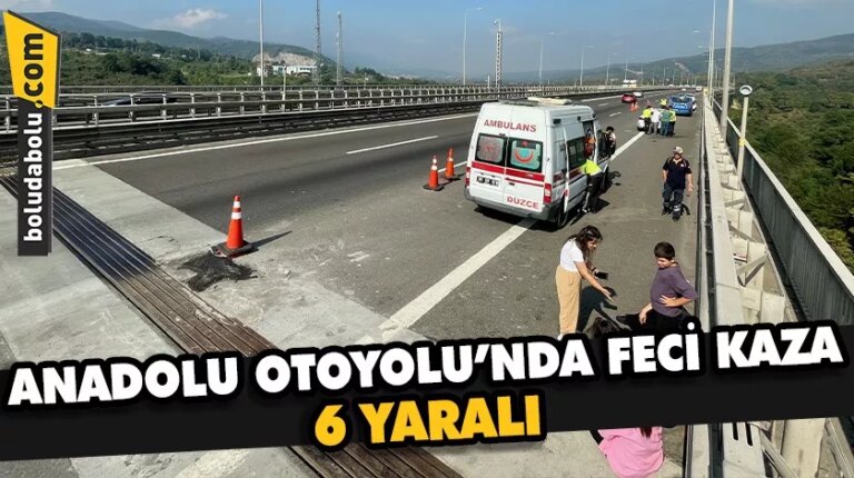Anadolu Otoyolu’nda hafif ticari aracın otomobile çarptığı kazada 6 kişi yaralandı