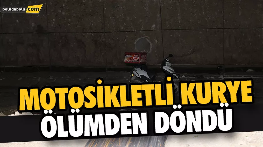 Motosikletli kurye ölümden döndü, 4 metrelik çukura uçtu Motosikletli kurye ölümden döndü, 4 metrelik çukura uçtu