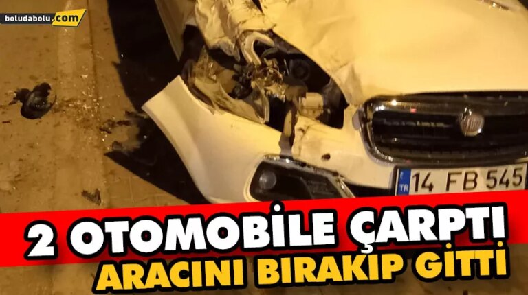PARK HALİNDEKİ 2 OTOMOBİLE ÇARPTI, ARACINI BIRAKIP GİTTİ