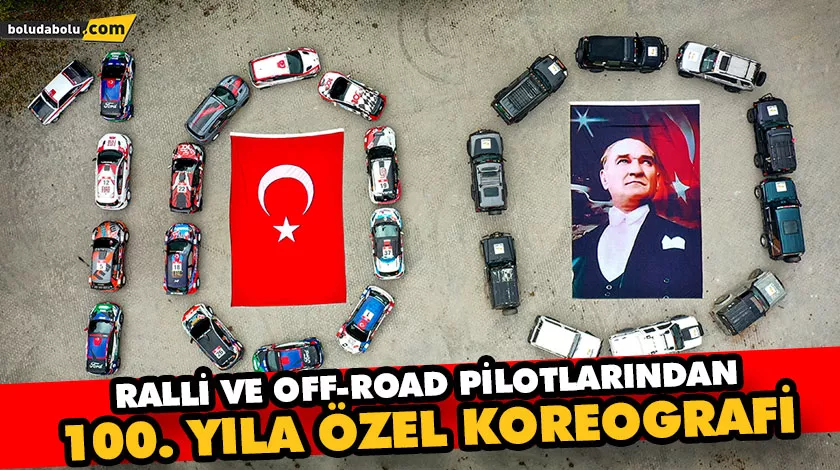 Ralli ve off-road pilotlarından Cumhuriyetin 100. yılına özel koreografi yaptı