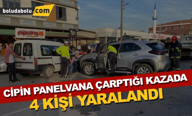 Düzce’de cipin panelvana çarptığı kazada 4 kişi yaralandı