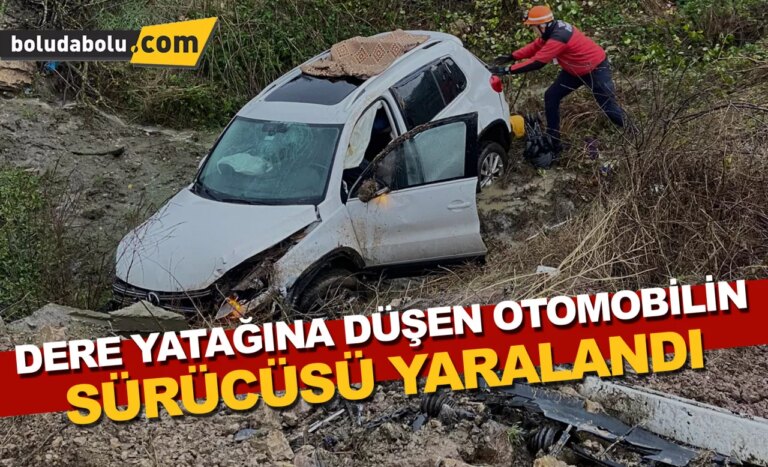 Dere yatağına düşen otomobilin sürücüsü yaralandı
