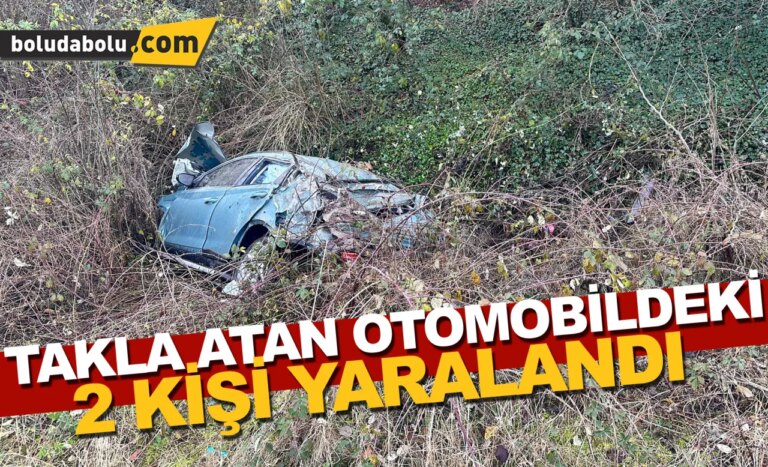 Bolu’da takla atan otomobildeki 2 kişi yaralandı