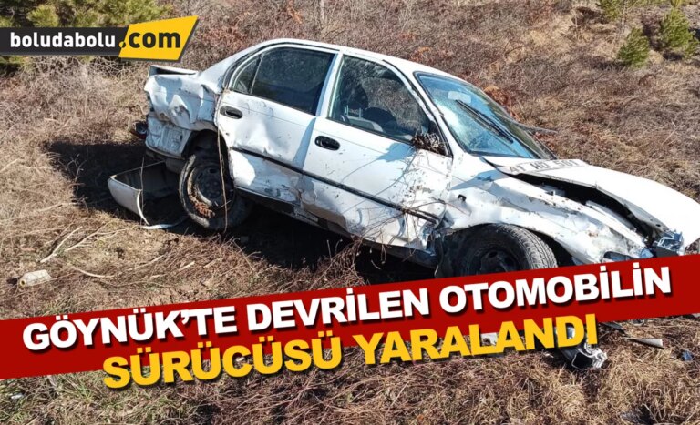 Göynük’te devrilen otomobilin sürücüsü yaralandı