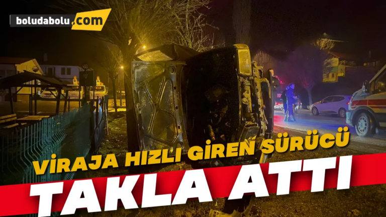 Kaza yapan araç takla attı