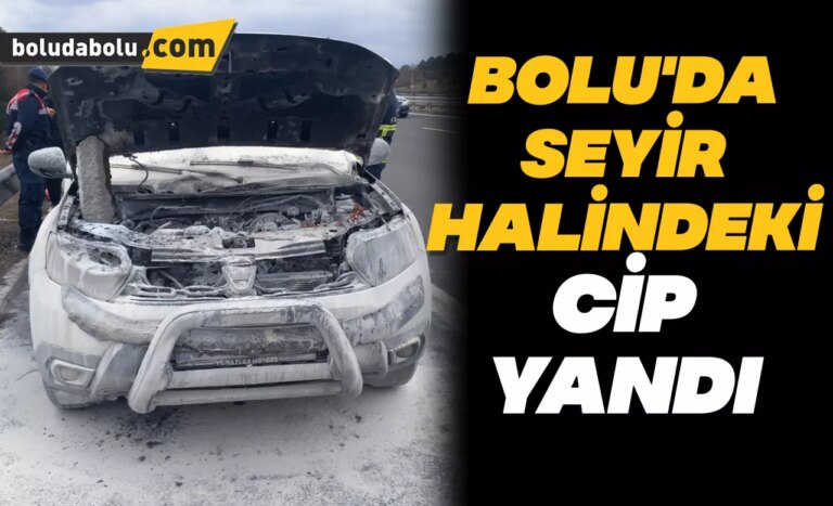 Bolu’da seyir halindeki cip yandı
