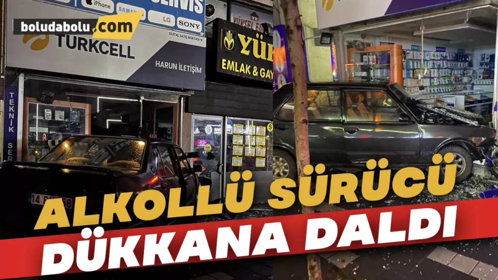 Alkollü sürücü dükkana daldı Alkollü sürücü dükkana daldı