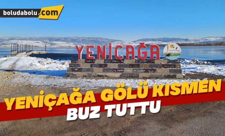 Yeniçağa Gölü kısmen buz tuttu