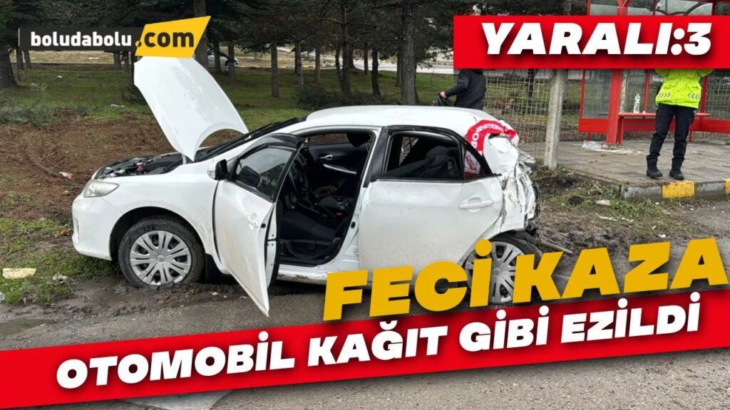 Bolu’da kamyon kırmızı ışıkta bekleyen otomobile çarptı Bolu’da kamyon kırmızı ışıkta bekleyen otomobile çarptı