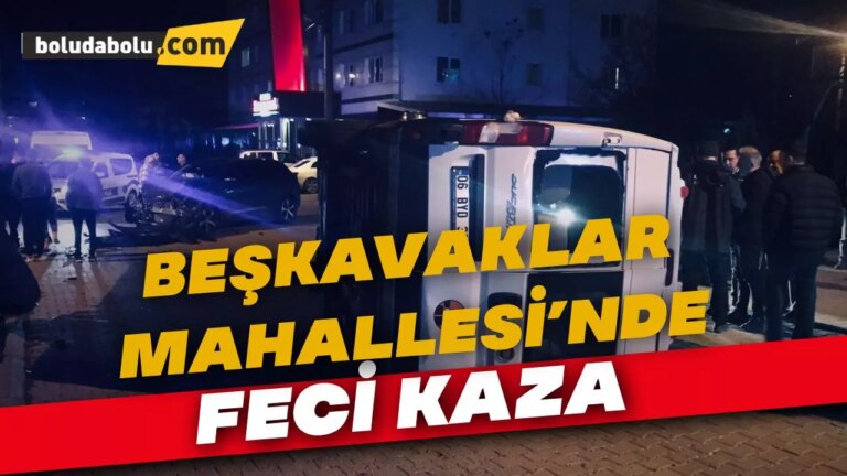Otomobil ile çarpışan minibüs devrildi