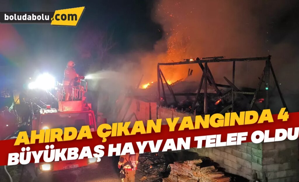 Düzce’de ahırda çıkan yangında 4 büyükbaş hayvan telef oldu