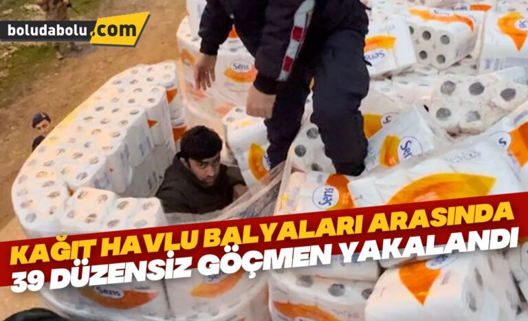 Düzce’de bir tırda kağıt havlu balyaları arasında 39 düzensiz göçmen yakalandı