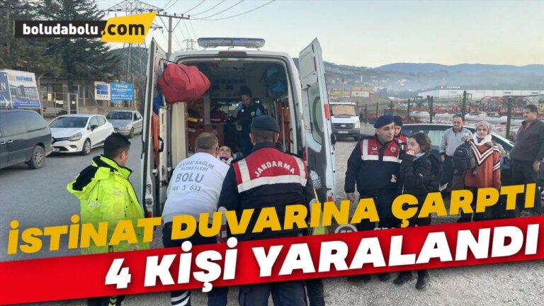Bolu’da istinat duvarına çarpan otomobildeki 4 kişi yaralandı