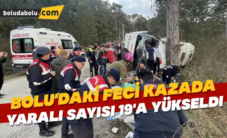 GÜNCELLEME – Bolu’da kayak merkezinden dönenleri taşıyan minibüsün devrilmesi sonucu 19 kişi yaralandı