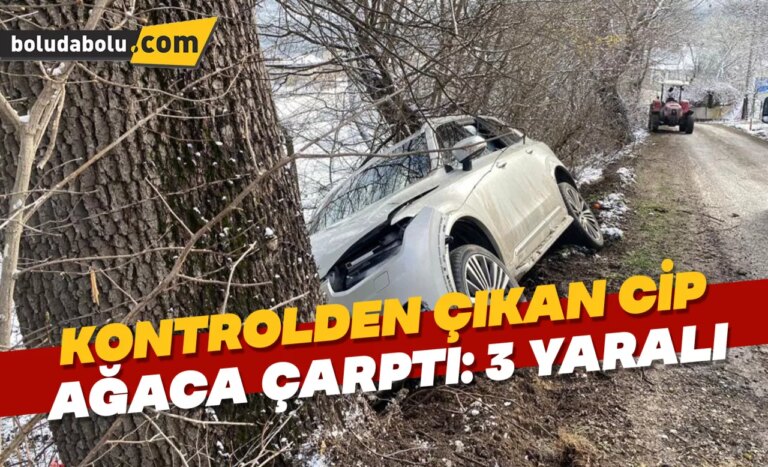Kontrolden çıkan cip ağaca çarptı: 3 yaralı