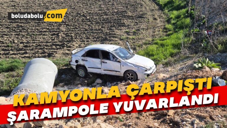 Kamyonla çarpışan otomobil, şarampole yuvarlandı: 1 yaralı