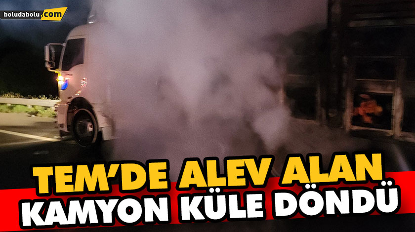 TEM’DE ALEV ALAN KAMYON KÜLE DÖNDÜ TEM’DE ALEV ALAN KAMYON KÜLE DÖNDÜ