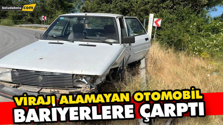 VİRAJI ALAMAYAN OTOMOBİL BARİYERLERE ÇARPTI
