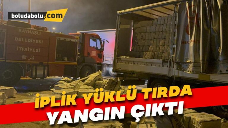 Bolu Dağı’nda iplik yüklü tırda çıkan yangını itfaiye söndürdü
