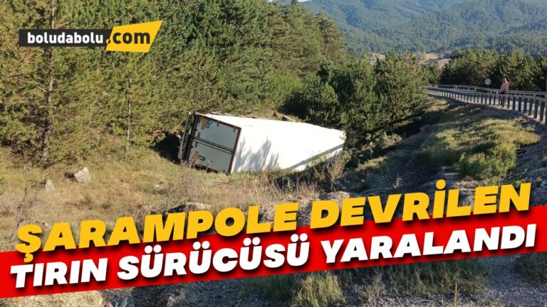 Bolu’da şarampole devrilen tırın sürücüsü yaralandı
