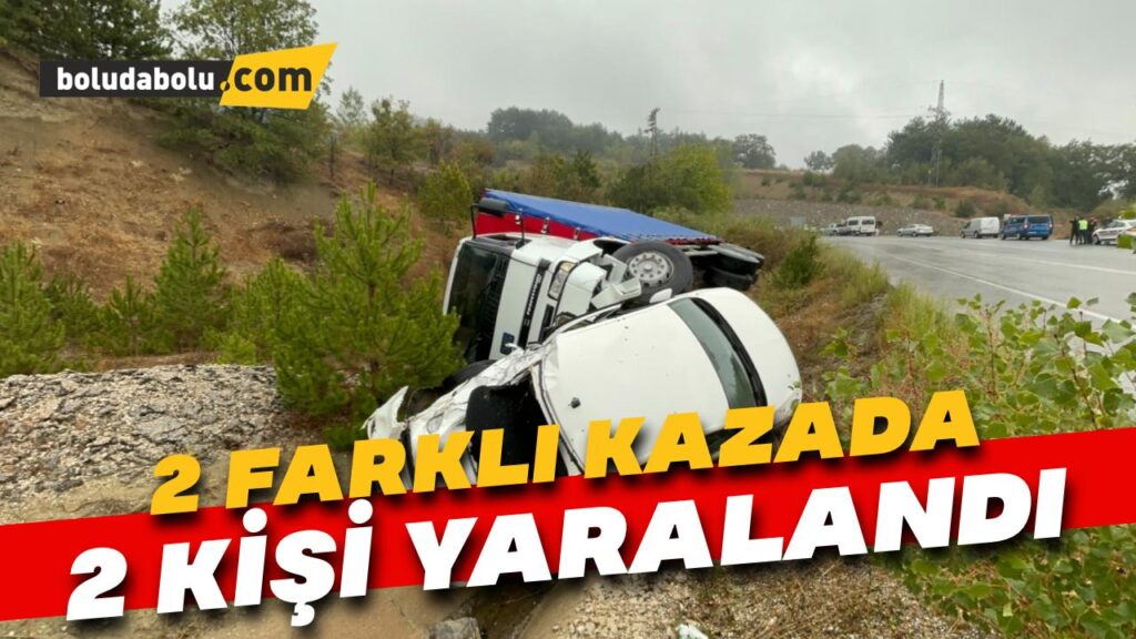 Kazayı haber vermek için yolun kenarında duran otomobile kamyon çarptı: 2 yaralı
