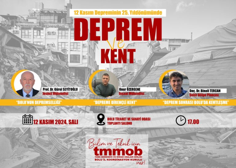 BOLU’DA DEPREM VE KENT SEMPOZYUMU YAPILACAK!