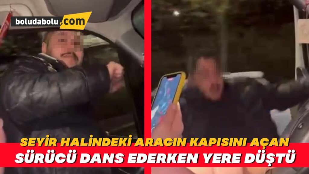 Seyir halindeki aracın kapısını açan sürücü dans ederken yere düştü Seyir halindeki aracın kapısını açan sürücü dans ederken yere düştü