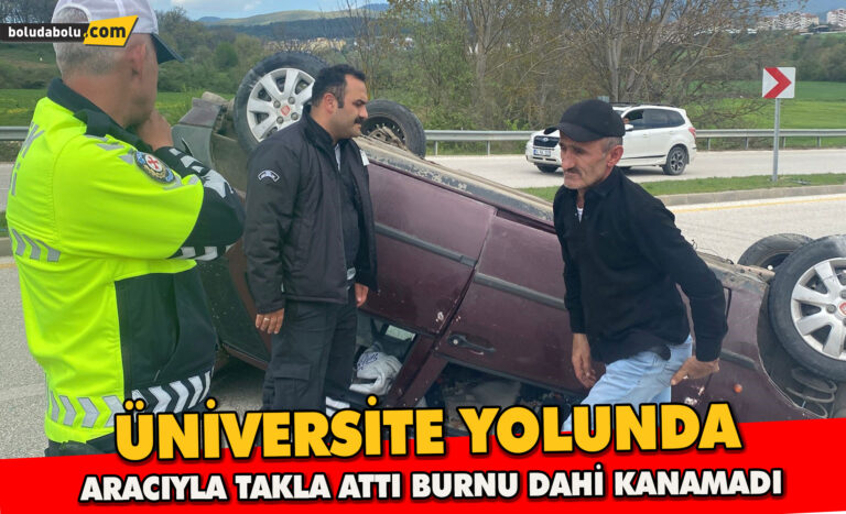 Takla atan araçta burnu bile kanamadı