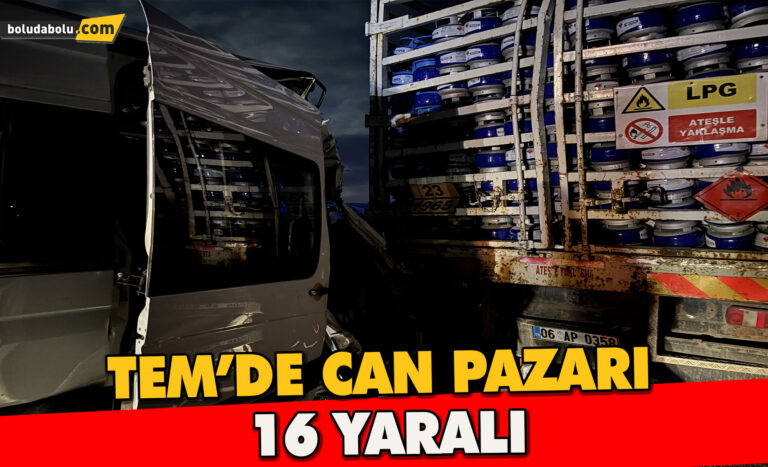TEM’de can pazarı… Tüp yüklü kamyon ile minibüs çarpıştı: 16 yaralı