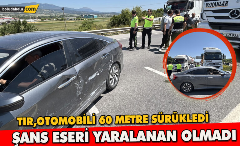 Tır, otomobili 60 metre sürükledi: Şans eseri yaralanan olmadı