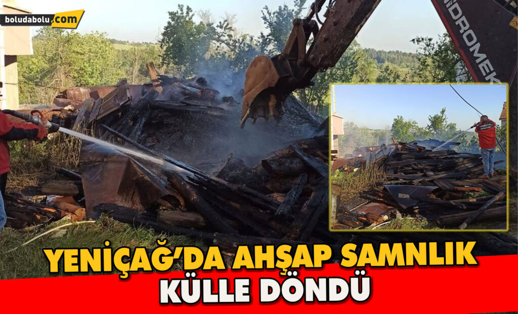 Bolu’da ahşap samanlık küle döndü Bolu’da ahşap samanlık küle döndü