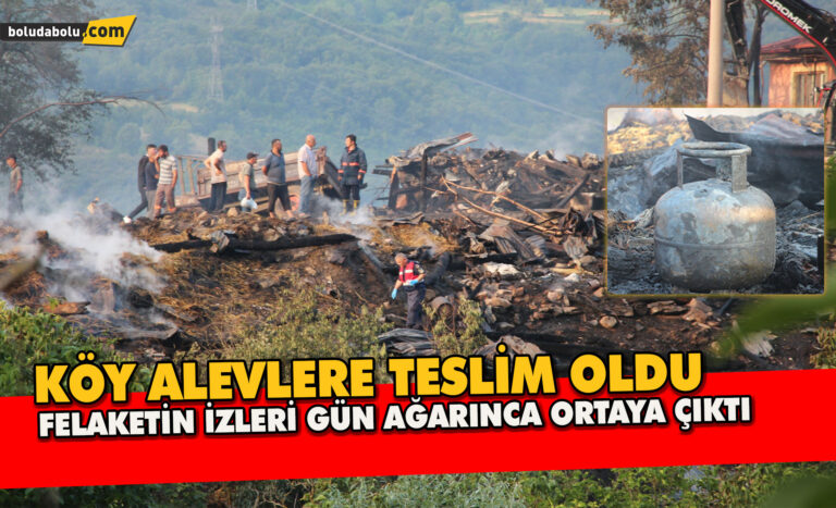 Alevler geceyi böyle aydınlattı: Yanan köy havadan görüntülendi