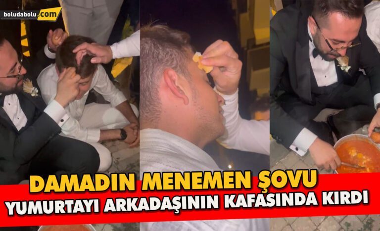 Damadın menemen şovu: Yumurtayı arkadaşının kafasında kırdı